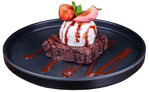 Brownie con nieve de vainilla